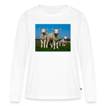 lambs in the pasture - Women's Premium Organic Long Sleeve Shirt - white - Front - Julia (174cm)