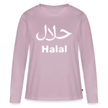 Halal - Religion - Islam - T-shirt manches longues Premium bio Femme - rose poudré - Devant - Julia (174cm)