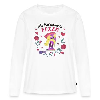 Mein Valentin ist Pizza - Frauen Premium Bio Langarmshirt - Weiß - Vorne - Julia (174cm)