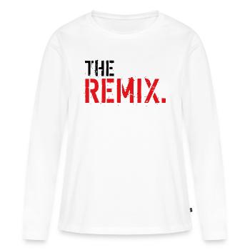 The Remix - T-shirt manches longues Premium bio Femme - blanc - Devant - Julia (174cm)