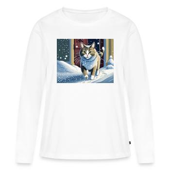 ABC, snow around the kitty ABC, die Katze lief im - Frauen Premium Bio Langarmshirt - Weiß - Vorne - Julia (174cm)