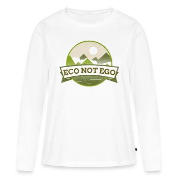 Protection de l’environnement, l’écologie et non l’ego - T-shirt manches longues Premium bio Femme - blanc - Devant - Julia (174cm)