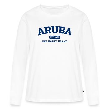 Aruba - Caraïbes néerlandaises - Est. 1499 Île des Caraïbes - T-shirt manches longues Premium bio Femme - blanc - Devant - Julia (174cm)