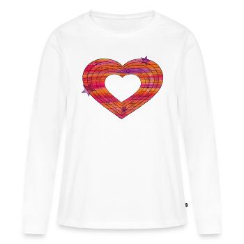 Coeur rouge - T-shirt manches longues Premium bio Femme - blanc - Devant - Julia (174cm)
