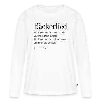 Ode an den Bäcker - schwarz - Frauen Premium Bio Langarmshirt - Weiß - Vorne - Julia (174cm)