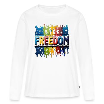 Liberté, Liberté - T-shirt manches longues Premium bio Femme - blanc - Devant - Julia (174cm)