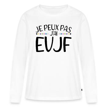 Je peux pas j'ai EVJF Future Mariée Jeune Fille - T-shirt manches longues Premium bio Femme - blanc - Devant - Julia (174cm)