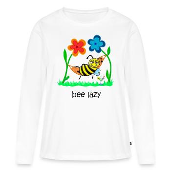 bee lazy, lazy bee, sweet bee, funny animals - Women's Premium Organic Long Sleeve Shirt - white - Front - Julia (174cm)