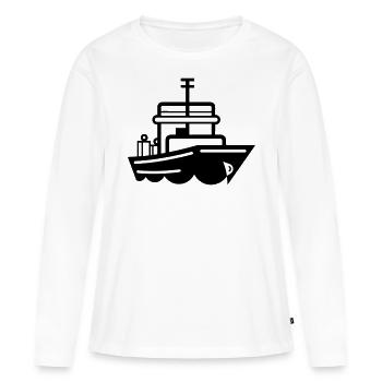 Boot - Frauen Premium Bio Langarmshirt - Weiß - Vorne - Julia (174cm)