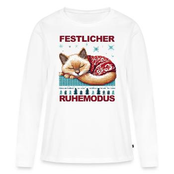 Ugly Christmas schlafende Katze - Frauen Premium Bio Langarmshirt - Weiß - Vorne - Julia (174cm)