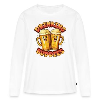Copains buveurs de bière Partnerlook Chopes à bière drôles - T-shirt manches longues Premium bio Femme - blanc - Devant - Julia (174cm)