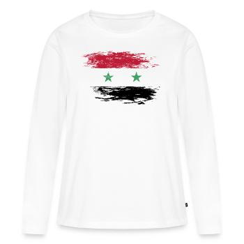 Drapeau syrien utilisé - T-shirt manches longues Premium bio Femme - blanc - Devant - Julia (174cm)