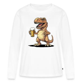 Dinosaure Bière Dino T-Rex Verre à Bière Pils Drôle - T-shirt manches longues Premium bio Femme - blanc - Devant - Julia (174cm)