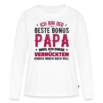 Bonus papa Beau-père Cadeau papa bonus papa - T-shirt manches longues Premium bio Femme - blanc - Devant - Julia (174cm)