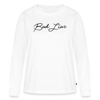 Mauvais menteur - T-shirt manches longues Premium bio Femme - blanc - Devant - Julia (174cm)