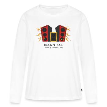 Basse rock n roll - T-shirt manches longues Premium bio Femme - blanc - Devant - Julia (174cm)