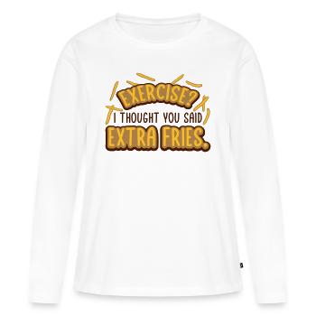Exercice Extra Fries Citation - T-shirt manches longues Premium bio Femme - blanc - Devant - Julia (174cm)