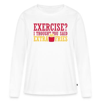Exercice Extra Fries Citation - T-shirt manches longues Premium bio Femme - blanc - Devant - Julia (174cm)
