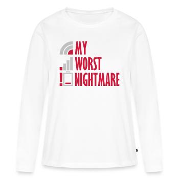 Mon pire cauchemar Logos - T-shirt manches longues Premium bio Femme - blanc - Devant - Julia (174cm)