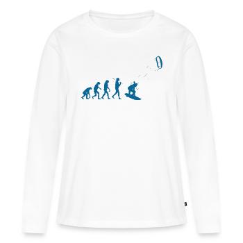 Kitesurfer Evolution Kitesurfing Wind Wasser Sport - Frauen Premium Bio Langarmshirt - Weiß - Vorne - Julia (174cm)