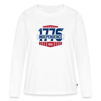 Indépendance du 4 juillet - T-shirt manches longues Premium bio Femme - blanc - Devant - Julia (174cm)