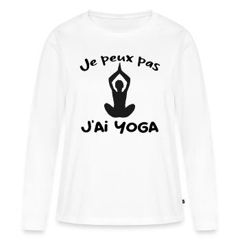 Je peux pas j'ai yoga - T-shirt manches longues Premium bio Femme - blanc - Devant - Julia (174cm)