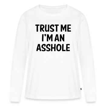CROYEZ-MOI, JE SUIS UN CONNARD - T-shirt manches longues Premium bio Femme - blanc - Devant - Julia (174cm)