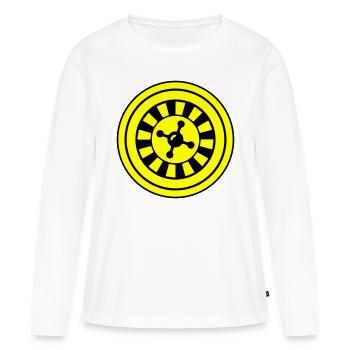 Cercle d’icônes de roulette - T-shirt manches longues Premium bio Femme - blanc - Devant - Julia (174cm)