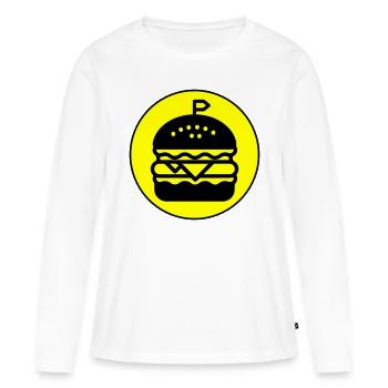 Cercle d’icônes de hamburger - T-shirt manches longues Premium bio Femme - blanc - Devant - Julia (174cm)