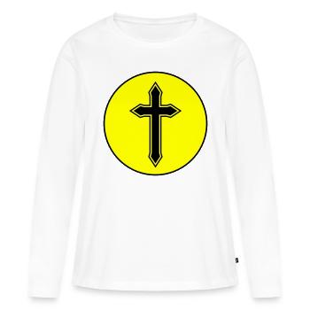 Cercle croisé - T-shirt manches longues Premium bio Femme - blanc - Devant - Julia (174cm)