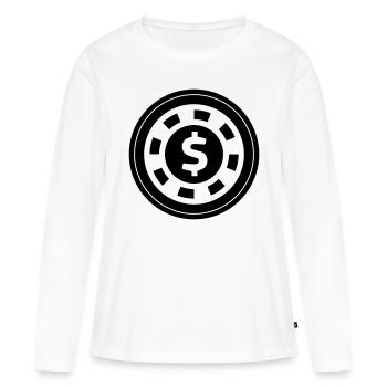 Cercle de jetons de poker - T-shirt manches longues Premium bio Femme - blanc - Devant - Julia (174cm)