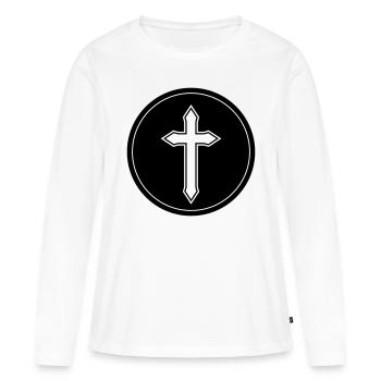 Cercle croisé - T-shirt manches longues Premium bio Femme - blanc - Devant - Julia (174cm)