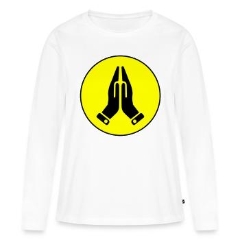 Symbole des mains - T-shirt manches longues Premium bio Femme - blanc - Devant - Julia (174cm)