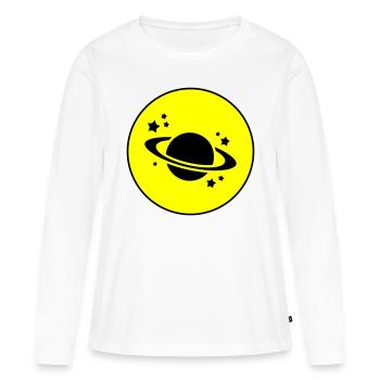 Icône Saturne - T-shirt manches longues Premium bio Femme - blanc - Devant - Julia (174cm)