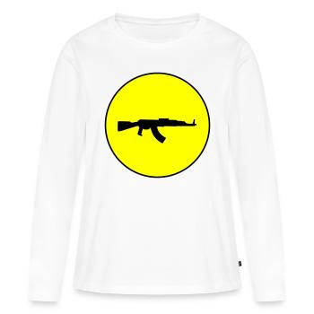 Symbole de l’icône du fusil - T-shirt manches longues Premium bio Femme - blanc - Devant - Julia (174cm)