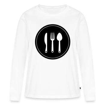 Fork cutlery - Women's Premium Organic Long Sleeve Shirt - white - Front - Julia (174cm)