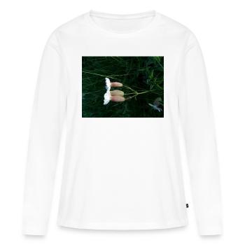 Blume liegt im Wind - Frauen Premium Bio Langarmshirt - Weiß - Vorne - Julia (174cm)