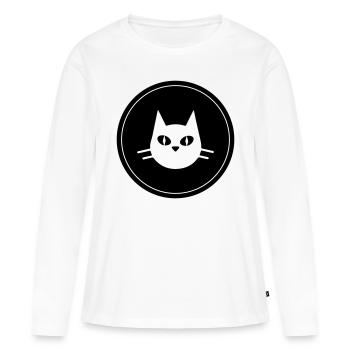 Cercle de tête de chat - T-shirt manches longues Premium bio Femme - blanc - Devant - Julia (174cm)