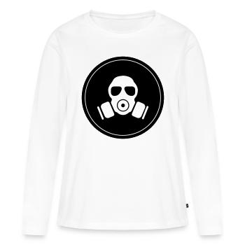 Icône de masque à gaz - T-shirt manches longues Premium bio Femme - blanc - Devant - Julia (174cm)