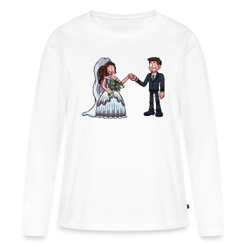 Mariée et marié - T-shirt manches longues Premium bio Femme - blanc - Devant - Julia (174cm)
