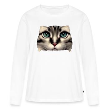 Katzengesicht - Frauen Premium Bio Langarmshirt - Weiß - Vorne - Julia (174cm)