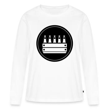 Bière en caisse de bière - T-shirt manches longues Premium bio Femme - blanc - Devant - Julia (174cm)