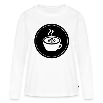 Logo du café - T-shirt manches longues Premium bio Femme - blanc - Devant - Julia (174cm)