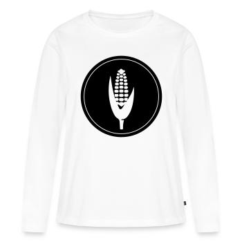 Symbole du maïs - T-shirt manches longues Premium bio Femme - blanc - Devant - Julia (174cm)