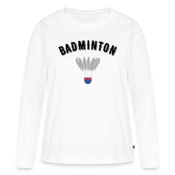 badminton - T-shirt manches longues Premium bio Femme - blanc - Devant - Julia (174cm)