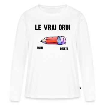 le vrai ordi - T-shirt manches longues Premium bio Femme - blanc - Devant - Julia (174cm)