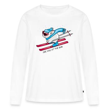 Rendez-vous au bar - T-shirt manches longues Premium bio Femme - blanc - Devant - Julia (174cm)