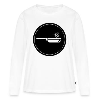 Cuisson à la poêle - T-shirt manches longues Premium bio Femme - blanc - Devant - Julia (174cm)