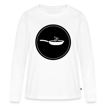 Cuisson à la poêle - T-shirt manches longues Premium bio Femme - blanc - Devant - Julia (174cm)