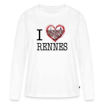 Ich liebe Rennes - Frauen Premium Bio Langarmshirt - Weiß - Vorne - Julia (174cm)